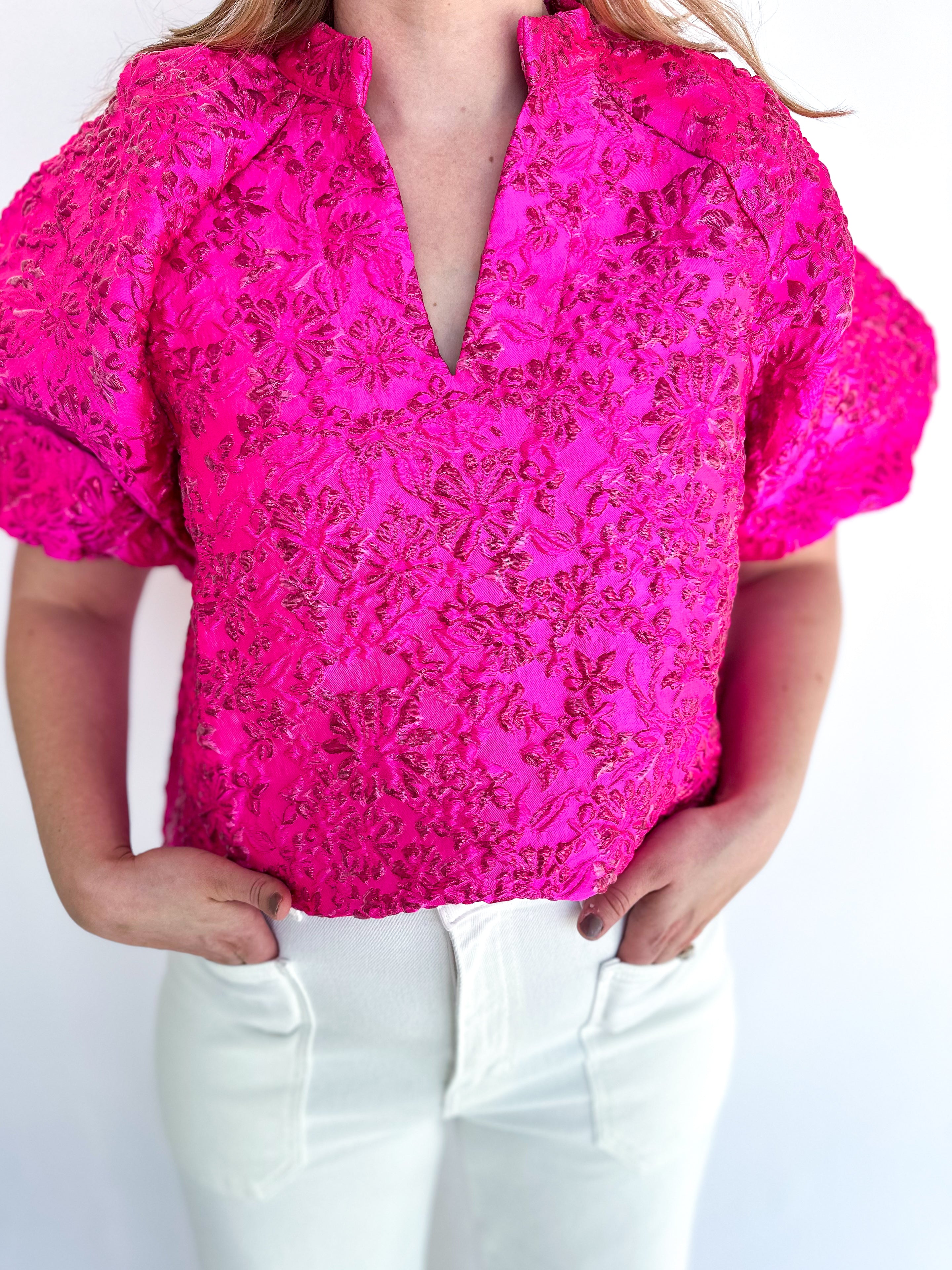 Pink Party Blouse - THML-200 Fashion Blouses-THML-July & June Women's Fashion Boutique Located in San Antonio, Texas