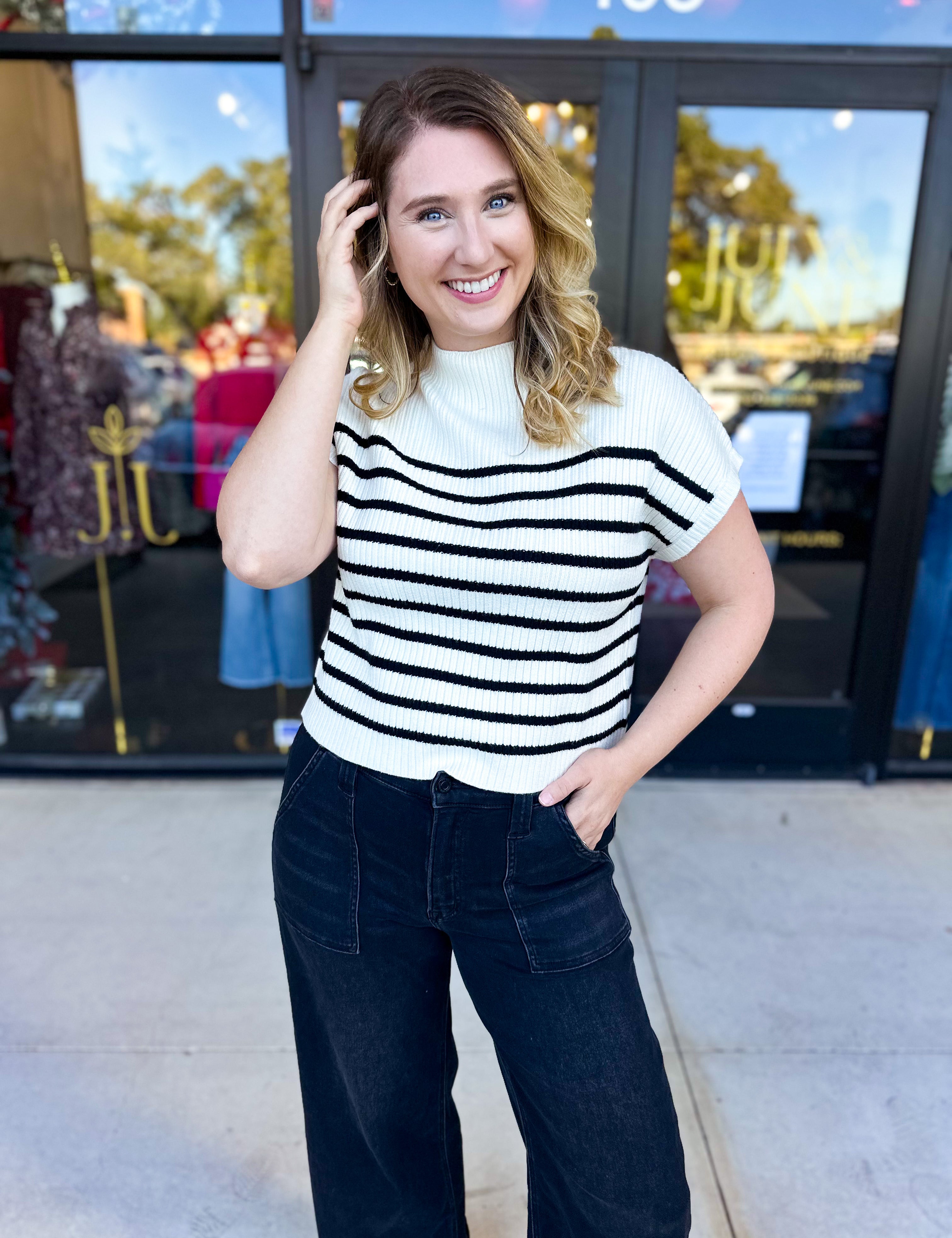 Pink Friday Doorbuster - Mock Neck Knit Sweater Top - Ivory - IN STORE-PINK FRIDAY DOORBUSTERS-BLU PEPPER-July & June Women's Fashion Boutique Located in San Antonio, Texas