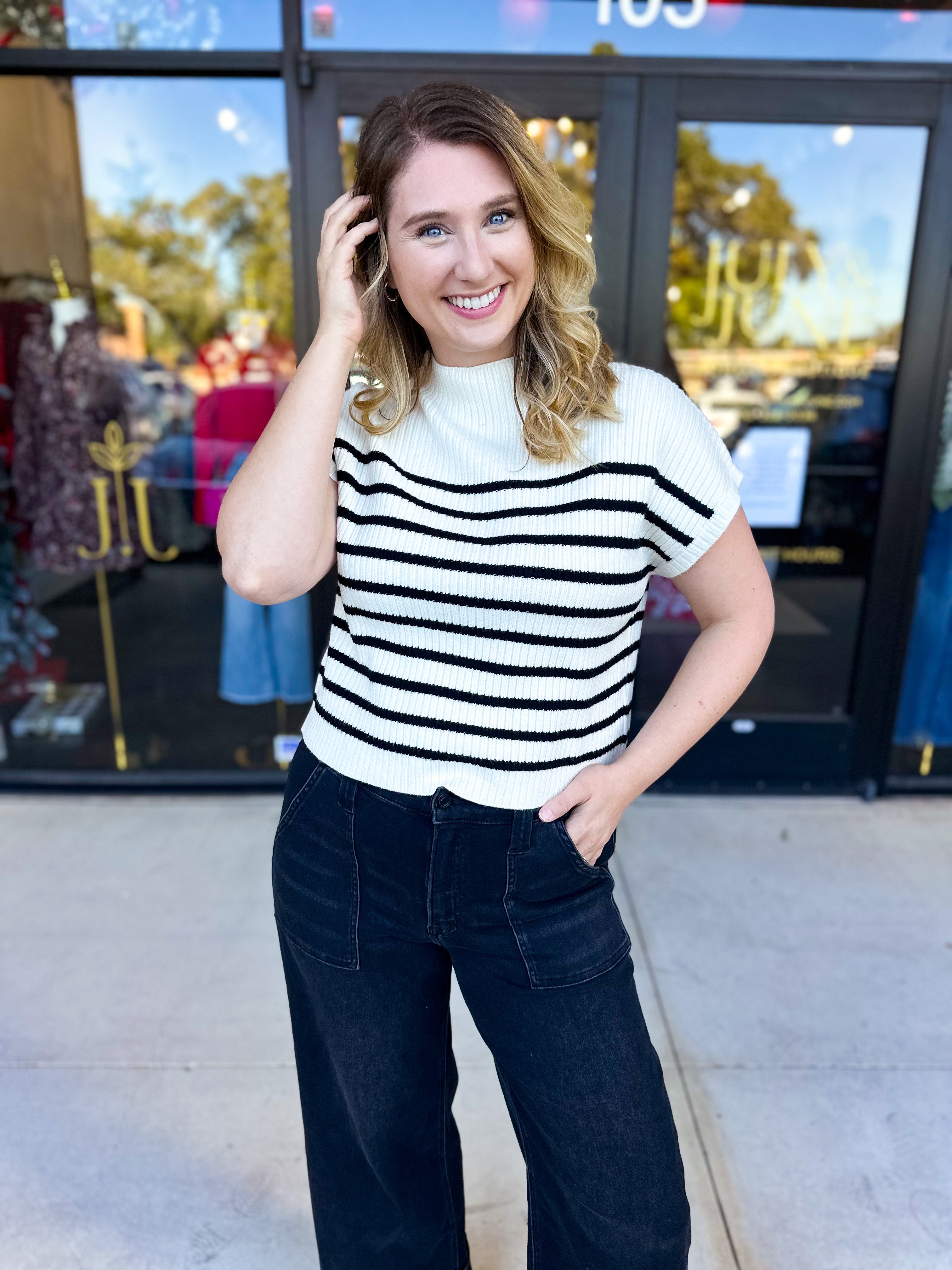 Pink Friday Doorbuster - Mock Neck Knit Sweater Top - Ivory - IN STORE-PINK FRIDAY DOORBUSTERS-BLU PEPPER-July & June Women's Fashion Boutique Located in San Antonio, Texas