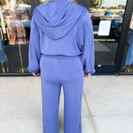 Soft Modal Hooded Jacket - Denim Blue-300 Athleisure/Lounge-SKIES ARE BLUE-July & June Women's Fashion Boutique Located in San Antonio, Texas