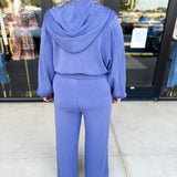Soft Modal Hooded Jacket - Denim Blue-300 Athleisure/Lounge-SKIES ARE BLUE-July & June Women's Fashion Boutique Located in San Antonio, Texas