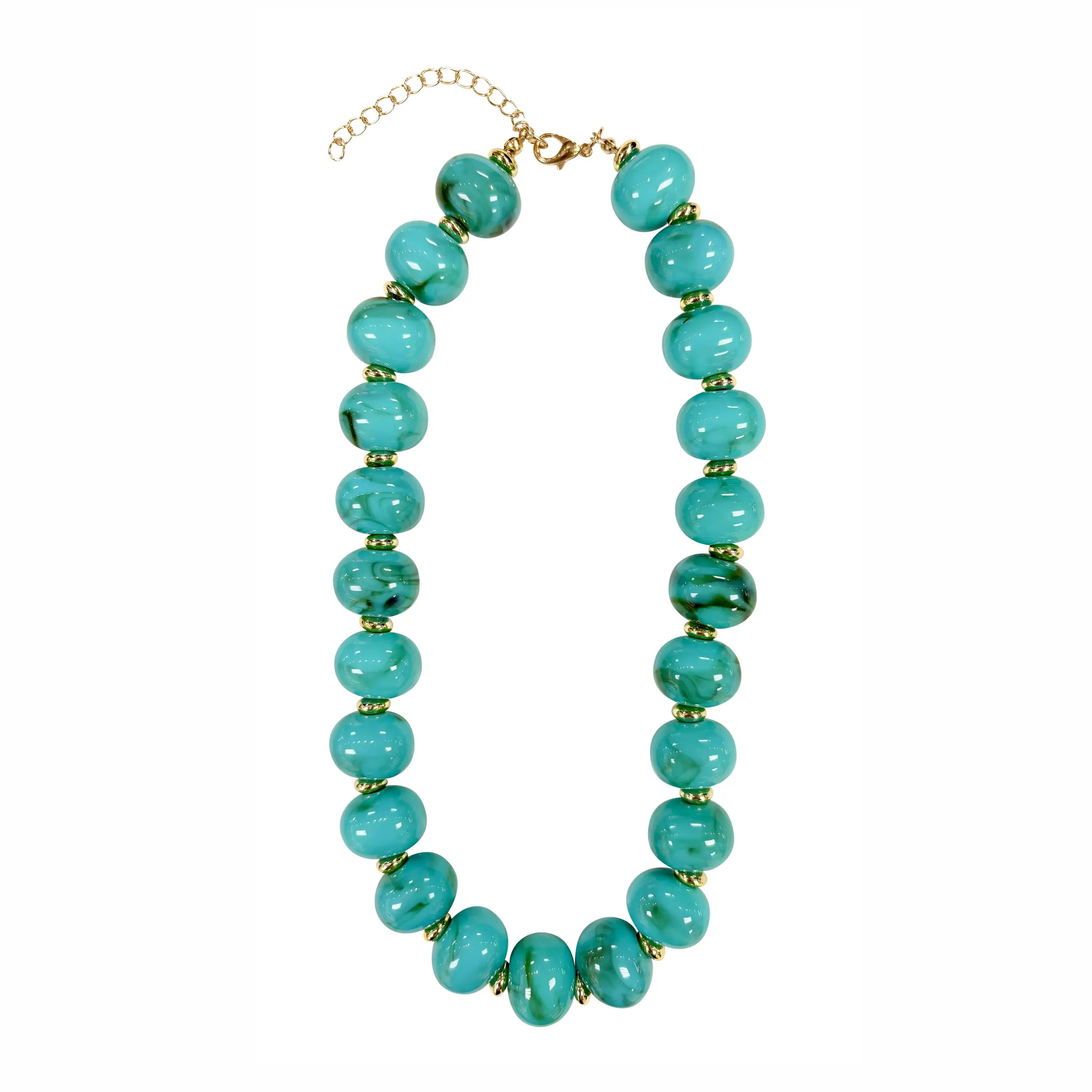 Marble Chunky Beaded Necklace- Turquoise-110 Jewelry & Hair-Gemelli-July & June Women's Fashion Boutique Located in San Antonio, Texas