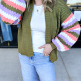 Mary Square - Pippa Green Cardigan-230 Sweaters/Cardis-MARY SQUARE-July & June Women's Fashion Boutique Located in San Antonio, Texas