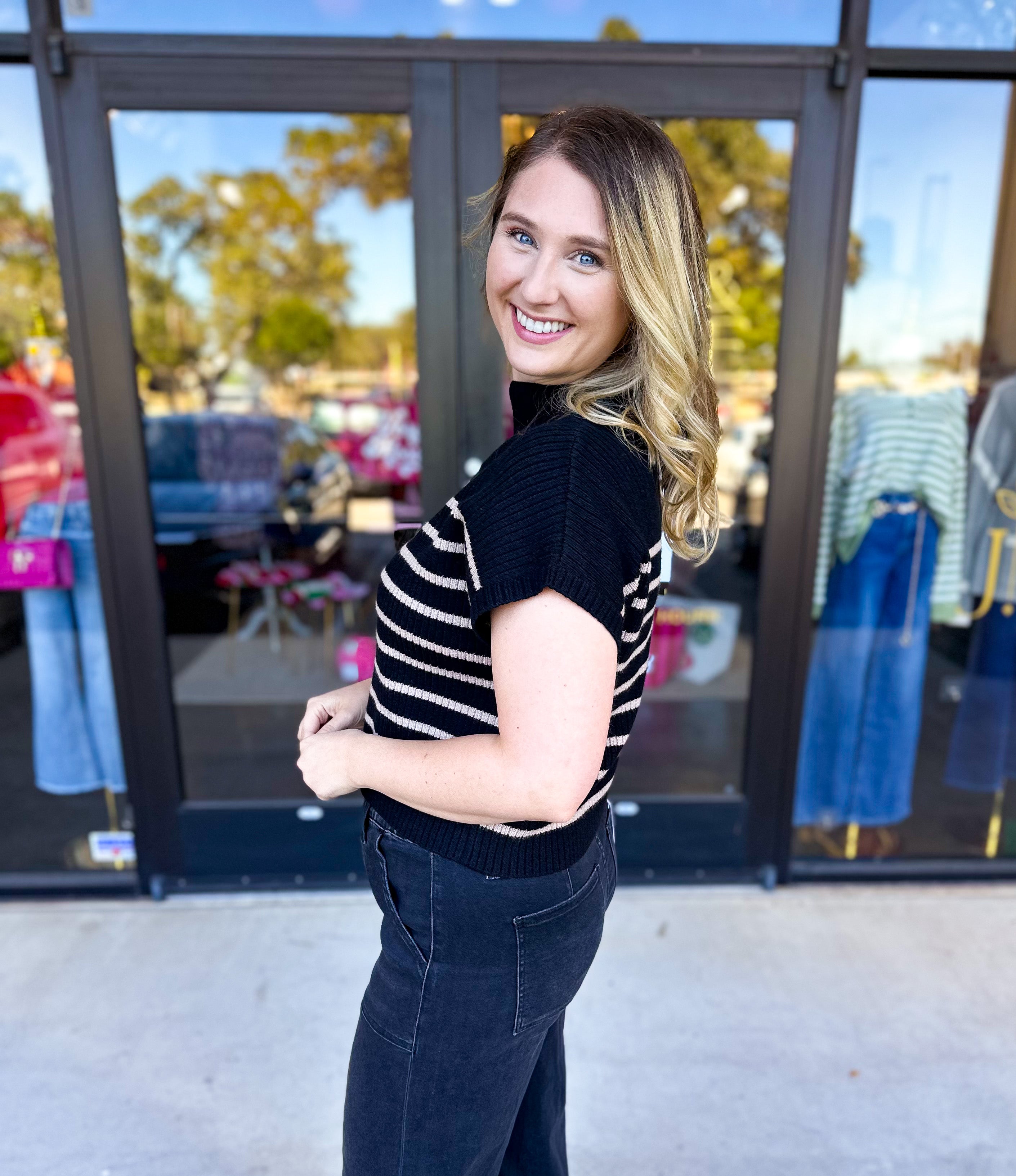 Pink Friday Doorbuster - Mock Neck Knit Sweater Top - Black - ONLINE-PINK FRIDAY DOORBUSTERS-BLU PEPPER-July & June Women's Fashion Boutique Located in San Antonio, Texas
