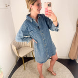 Medium Wash Denim Button Down Shirt Dress-510 Mini-BLUIVY-July & June Women's Fashion Boutique Located in San Antonio, Texas