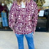 The Wrenlee Blouse - Wine-200 Fashion Blouses-POLOGRAM-July & June Women's Fashion Boutique Located in San Antonio, Texas