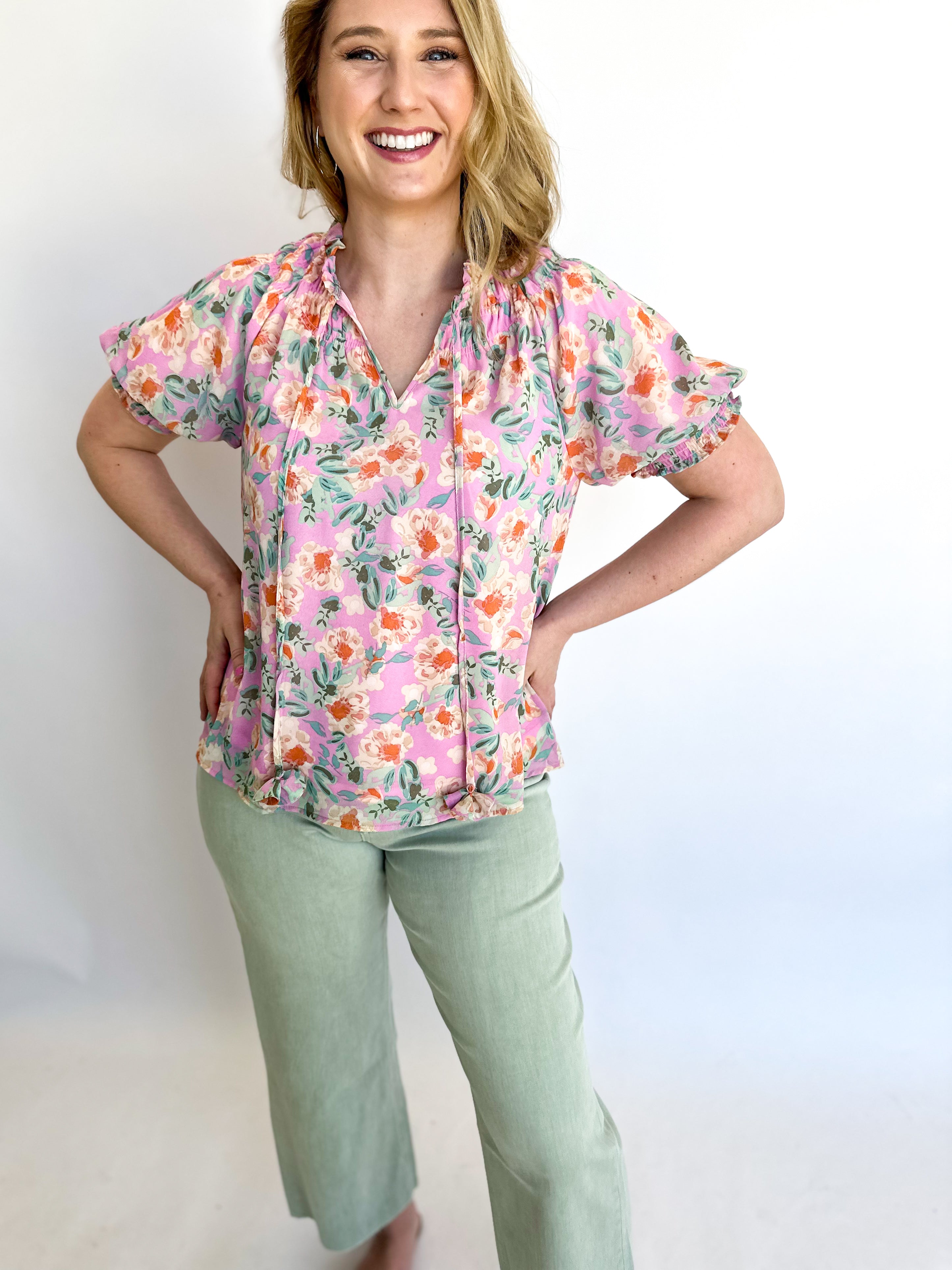 Blooming Blouse-200 Fashion Blouses-JODIFL-July & June Women's Fashion Boutique Located in San Antonio, Texas