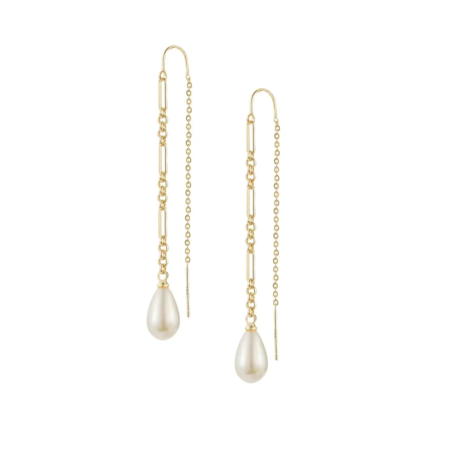 Natalie Wood - Adorned Pearl Ear Threader Earrings-Natalie Wood-July & June Women's Fashion Boutique Located in San Antonio, Texas