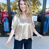 Celebration Blouse - Gold-200 Fashion Blouses-ENTRO-July & June Women's Fashion Boutique Located in San Antonio, Texas