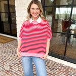 Red & Pink Casual Tee-210 Casual Blouses-DAY + MOON-July & June Women's Fashion Boutique Located in San Antonio, Texas