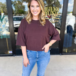 The Kimmy Sweater Top - Brown-230 Sweaters/Cardis-ENTRO-July & June Women's Fashion Boutique Located in San Antonio, Texas