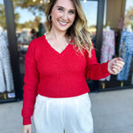 THML - Cherry Pearl Sweater Top-230 Sweaters/Cardis-THML-July & June Women's Fashion Boutique Located in San Antonio, Texas