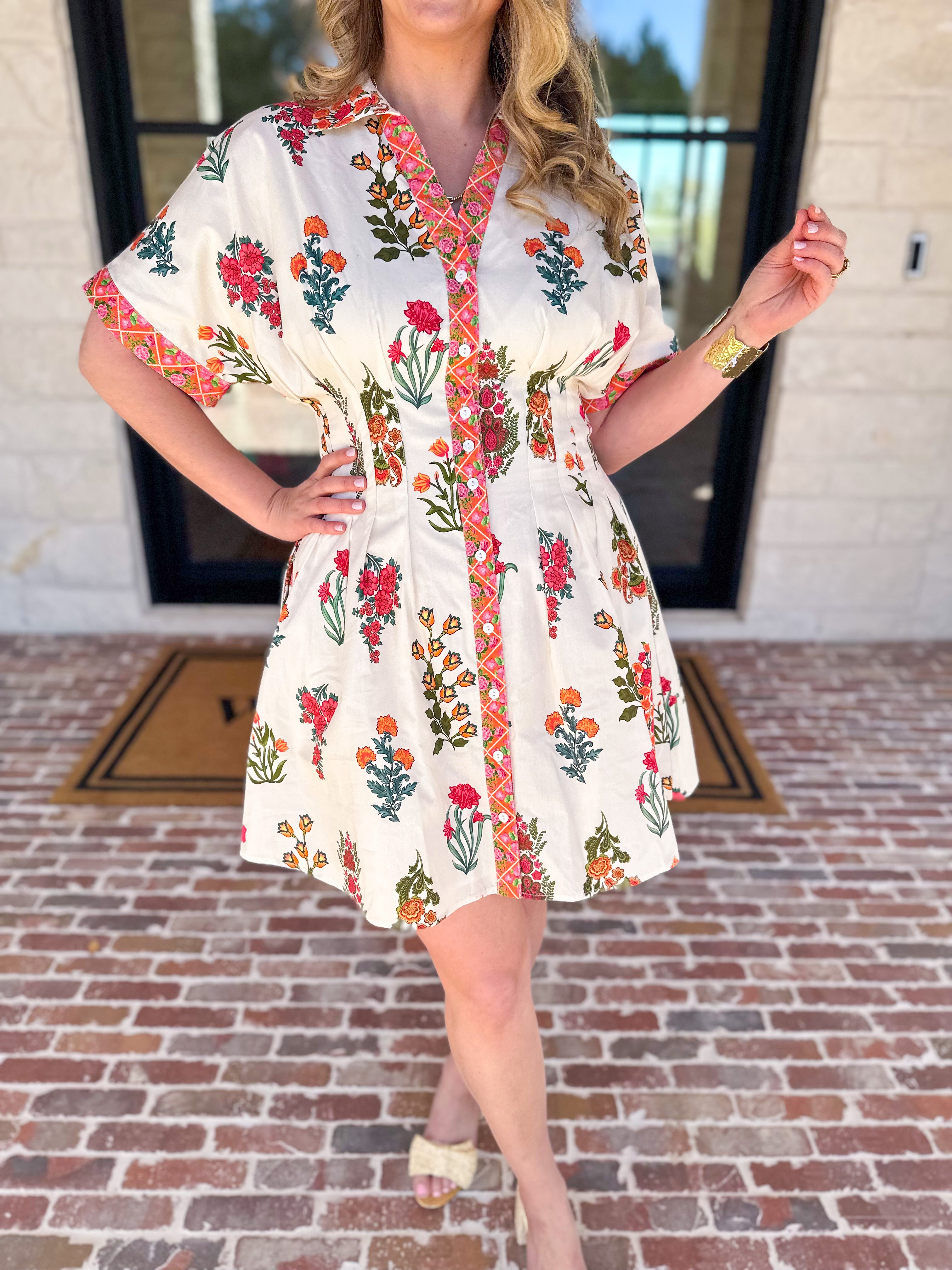 THML - The Elle Floral Mini Dress-510 Mini-THML-July & June Women's Fashion Boutique Located in San Antonio, Texas