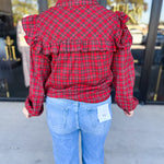 Tartan Ruffle Blouse-200 Fashion Blouses-FATE-July & June Women's Fashion Boutique Located in San Antonio, Texas
