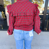 Tartan Ruffle Blouse-200 Fashion Blouses-FATE-July & June Women's Fashion Boutique Located in San Antonio, Texas