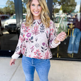 Whimsical Floral Knit Sweater-230 Sweaters/Cardis-ENTRO-July & June Women's Fashion Boutique Located in San Antonio, Texas