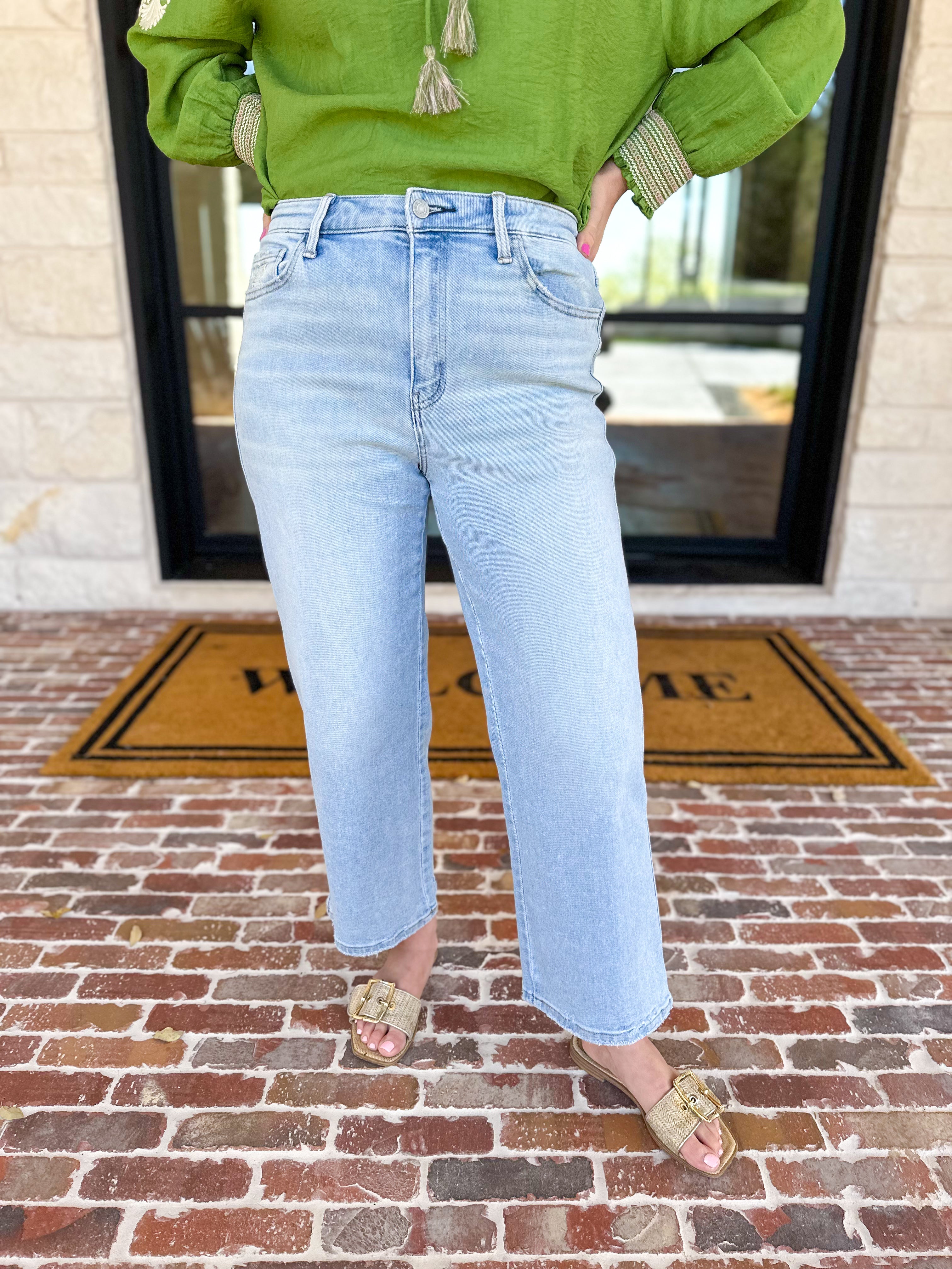 Vervet - High Rise Cropped Slim Wide Jeans-400 Pants-VEVERT BY FLYING MONKEY-July & June Women's Fashion Boutique Located in San Antonio, Texas