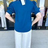 Everyday Ruffle V-Neck Blouse - Teal-200 Fashion Blouses-JODIFL-July & June Women's Fashion Boutique Located in San Antonio, Texas