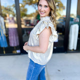THML - Gold Shimmer Blouse-200 Fashion Blouses-THML-July & June Women's Fashion Boutique Located in San Antonio, Texas