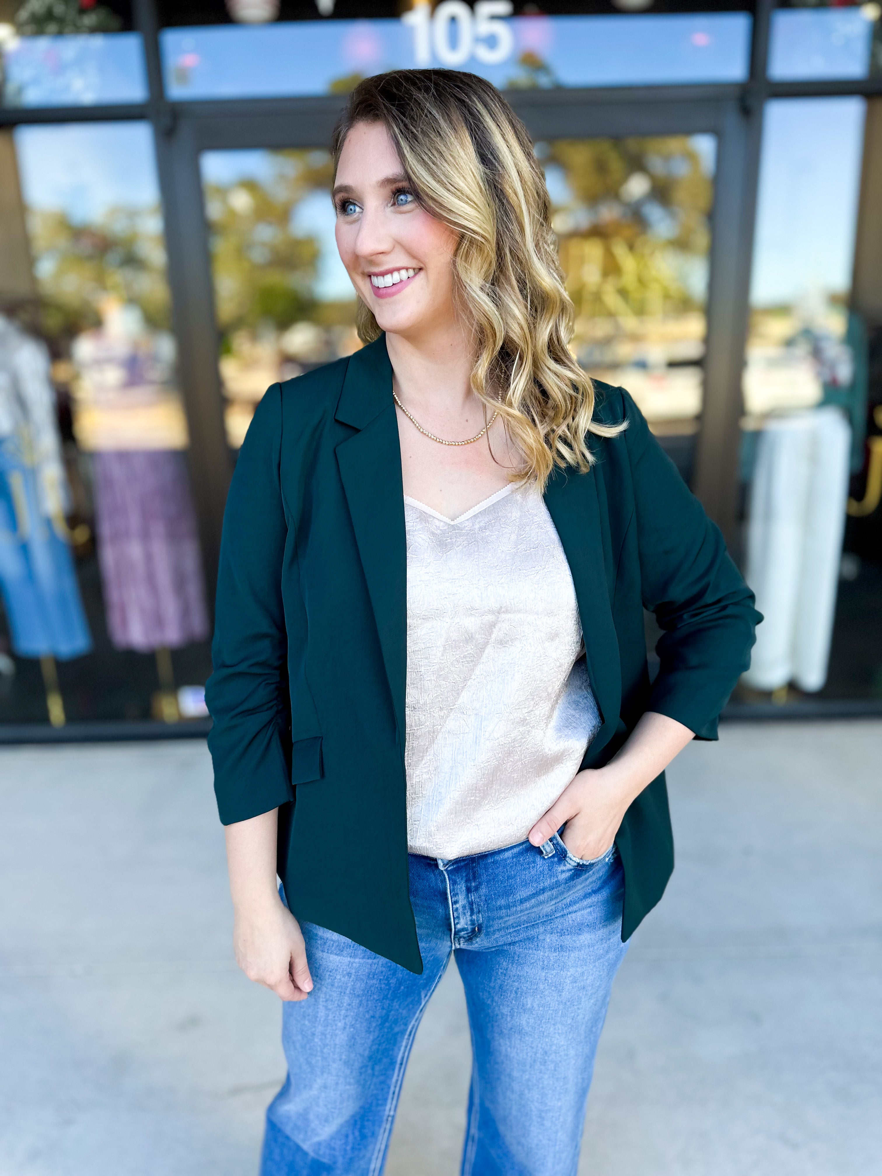 The Blair Blazer - Forrest-600 Outerwear-SKIES ARE BLUE-July & June Women's Fashion Boutique Located in San Antonio, Texas