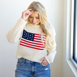 American Vintage Knit Sweater Top - Cream-230 Sweaters/Cardis-JODIFL-July & June Women's Fashion Boutique Located in San Antonio, Texas