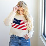 American Vintage Knit Sweater Top - Cream-230 Sweaters/Cardis-JODIFL-July & June Women's Fashion Boutique Located in San Antonio, Texas