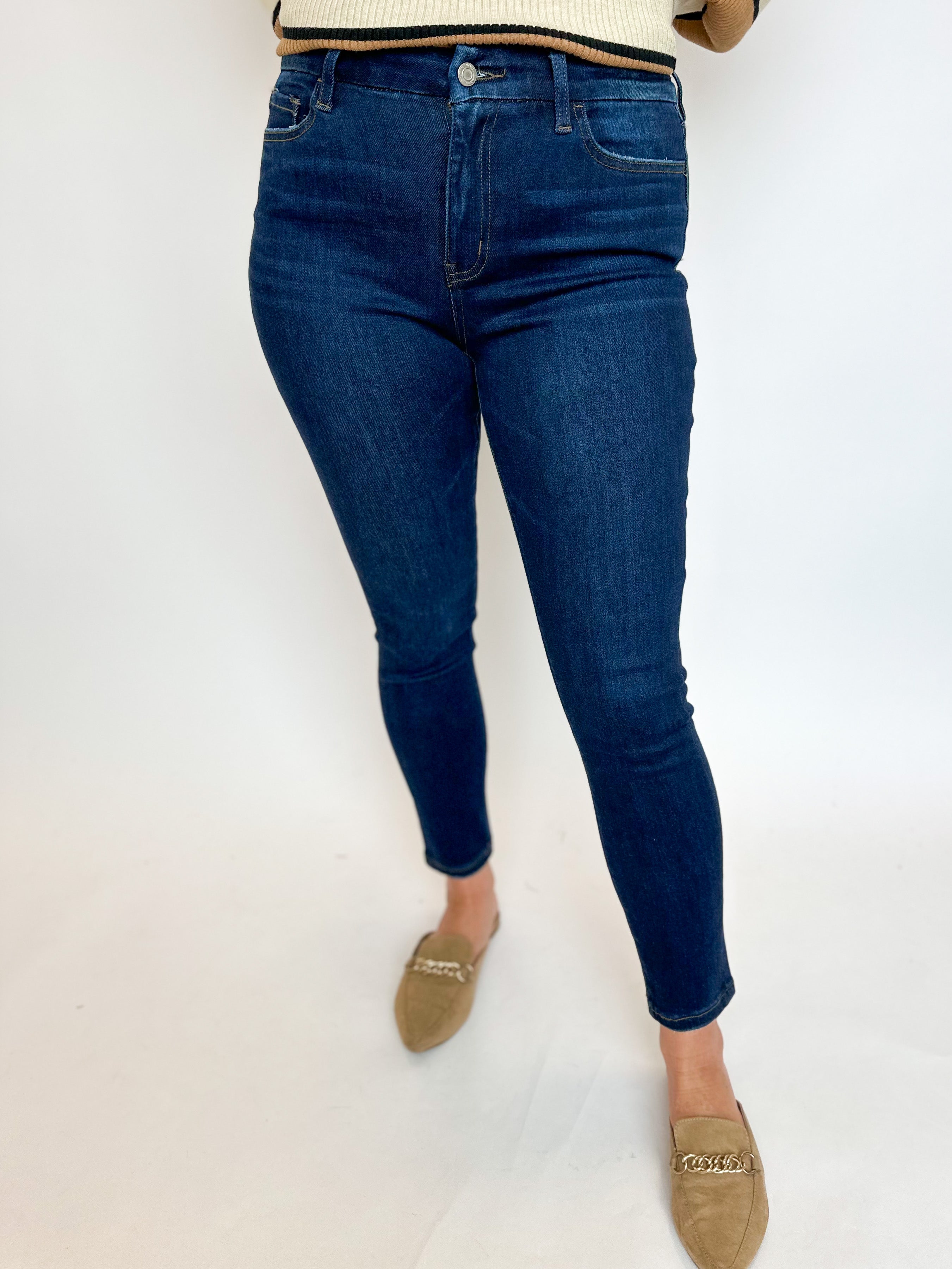 Vervet High Rise Dark Wash Skinny Jeans-400 Pants-VEVERT BY FLYING MONKEY-July & June Women's Fashion Boutique Located in San Antonio, Texas