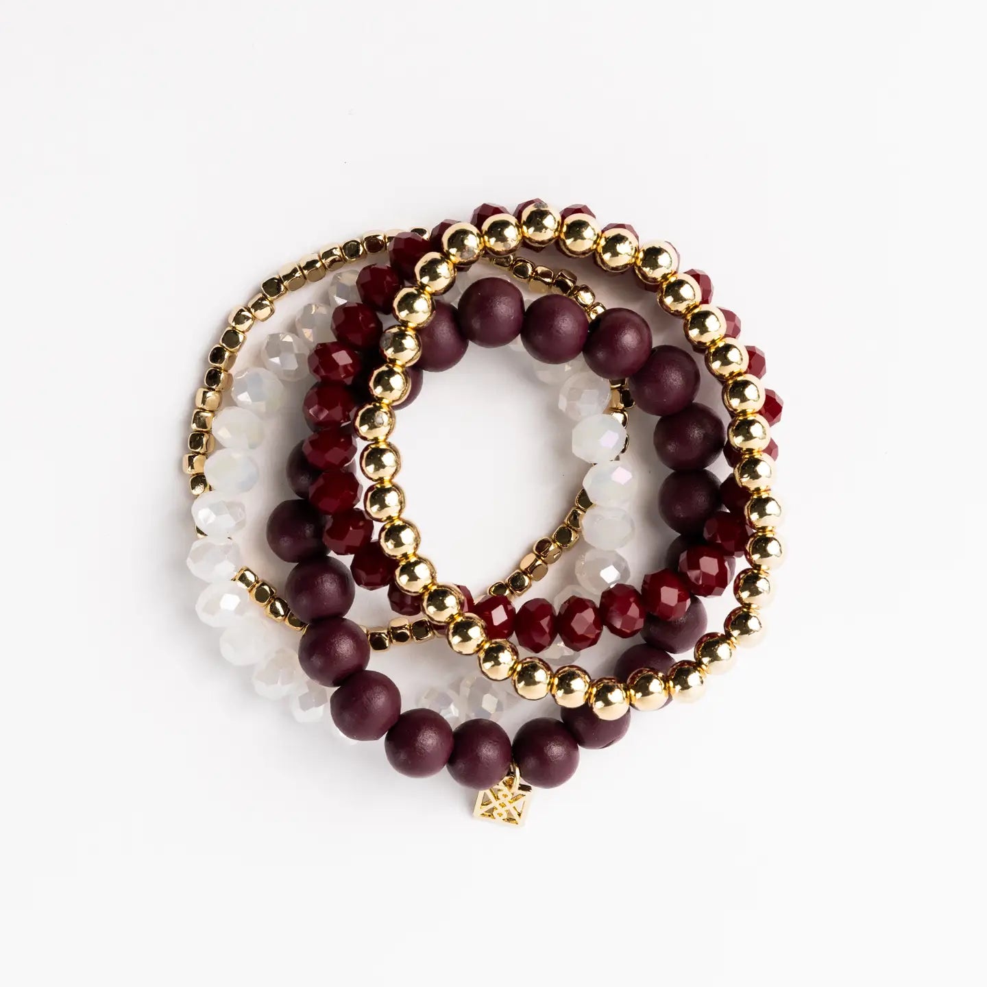 Michelle McDowell - Bracelet Set - Maroon & White-110 Jewelry & Hair-Michelle McDowell-July & June Women's Fashion Boutique Located in San Antonio, Texas