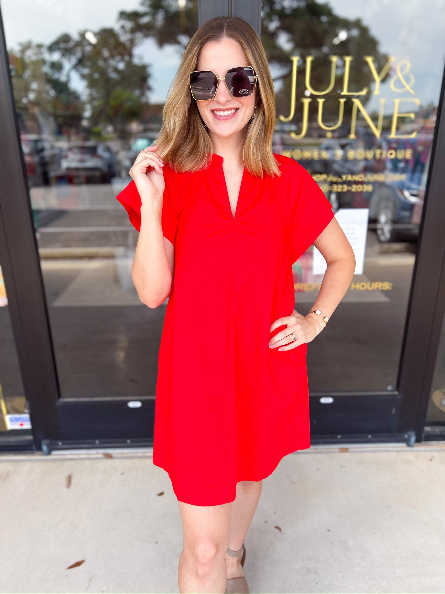The Melinda Mini Dress - Red-510 Mini-PINCH-July & June Women's Fashion Boutique Located in San Antonio, Texas