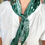 Paisley Square Scarf - Green-130 ACCESSORIES-SHIRALEAH-July & June Women's Fashion Boutique Located in San Antonio, Texas