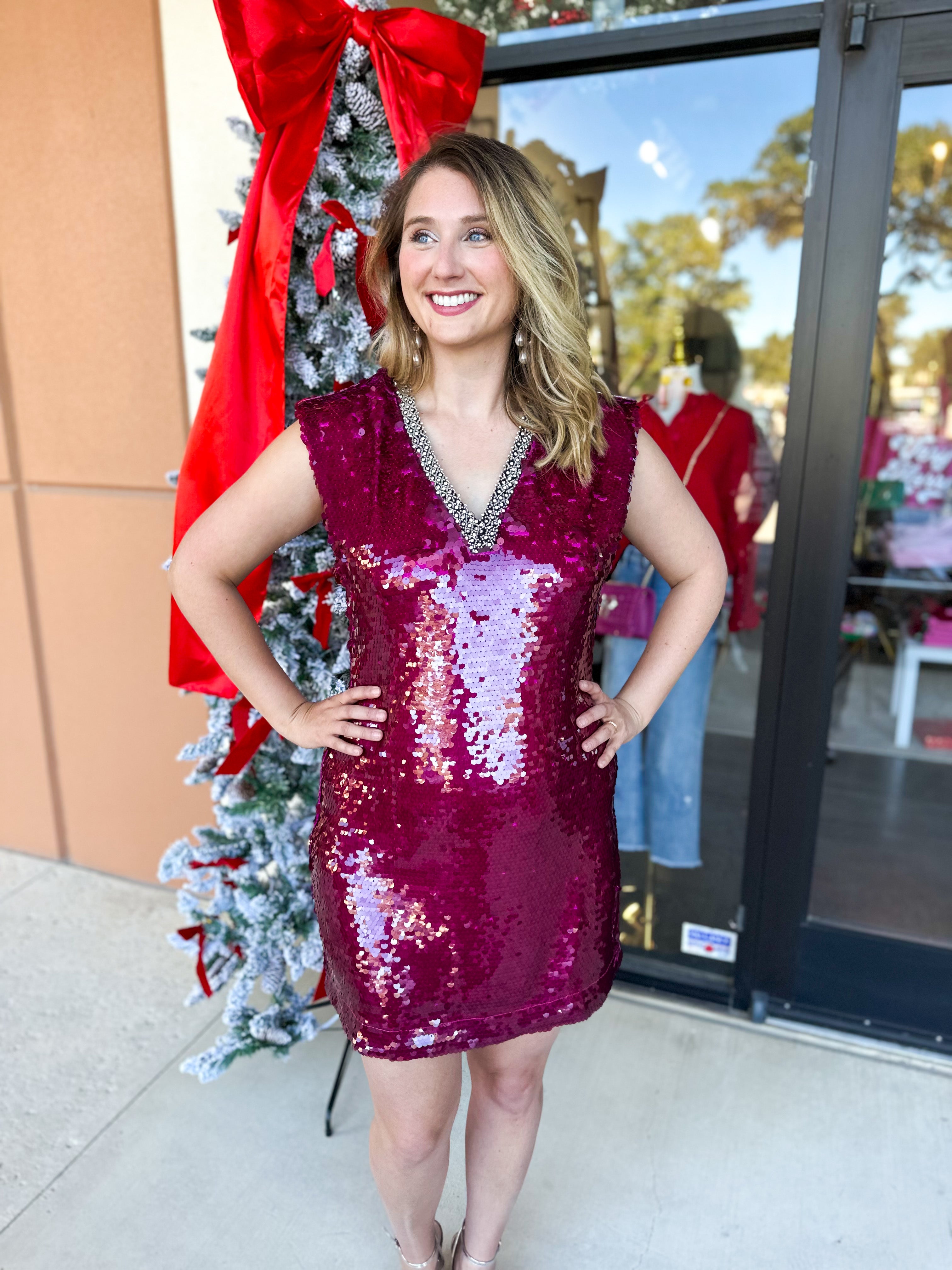 Ruby Sequin Mini Dress-510 Mini-FATE-July & June Women's Fashion Boutique Located in San Antonio, Texas