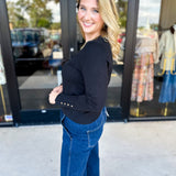 Long Sleeve Sweater Top - Black-230 Sweaters/Cardis-ENTRO-July & June Women's Fashion Boutique Located in San Antonio, Texas
