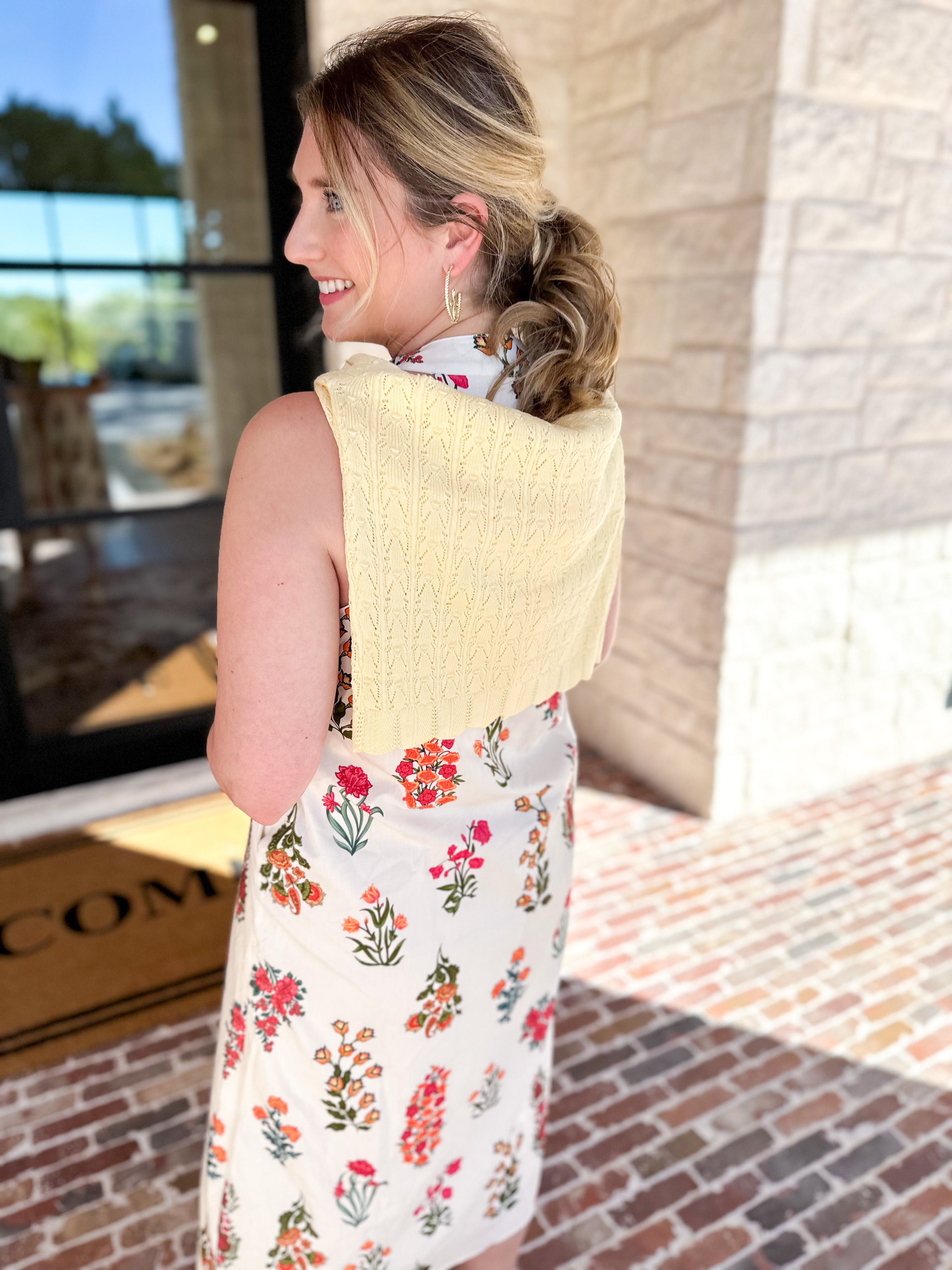 Pointelle Cardigan - Butter Yellow-230 Sweaters/Cardis-ALLIE ROSE-July & June Women's Fashion Boutique Located in San Antonio, Texas