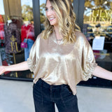 Celebration Blouse - Gold-200 Fashion Blouses-ENTRO-July & June Women's Fashion Boutique Located in San Antonio, Texas
