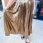Bronze Midi Skirt-410 Shorts/Skirts-SKIES ARE BLUE-July & June Women's Fashion Boutique Located in San Antonio, Texas