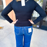 Double Lined Layering Long Sleeve Tops - Black-220 Basic Tops-POLOGRAM-July & June Women's Fashion Boutique Located in San Antonio, Texas