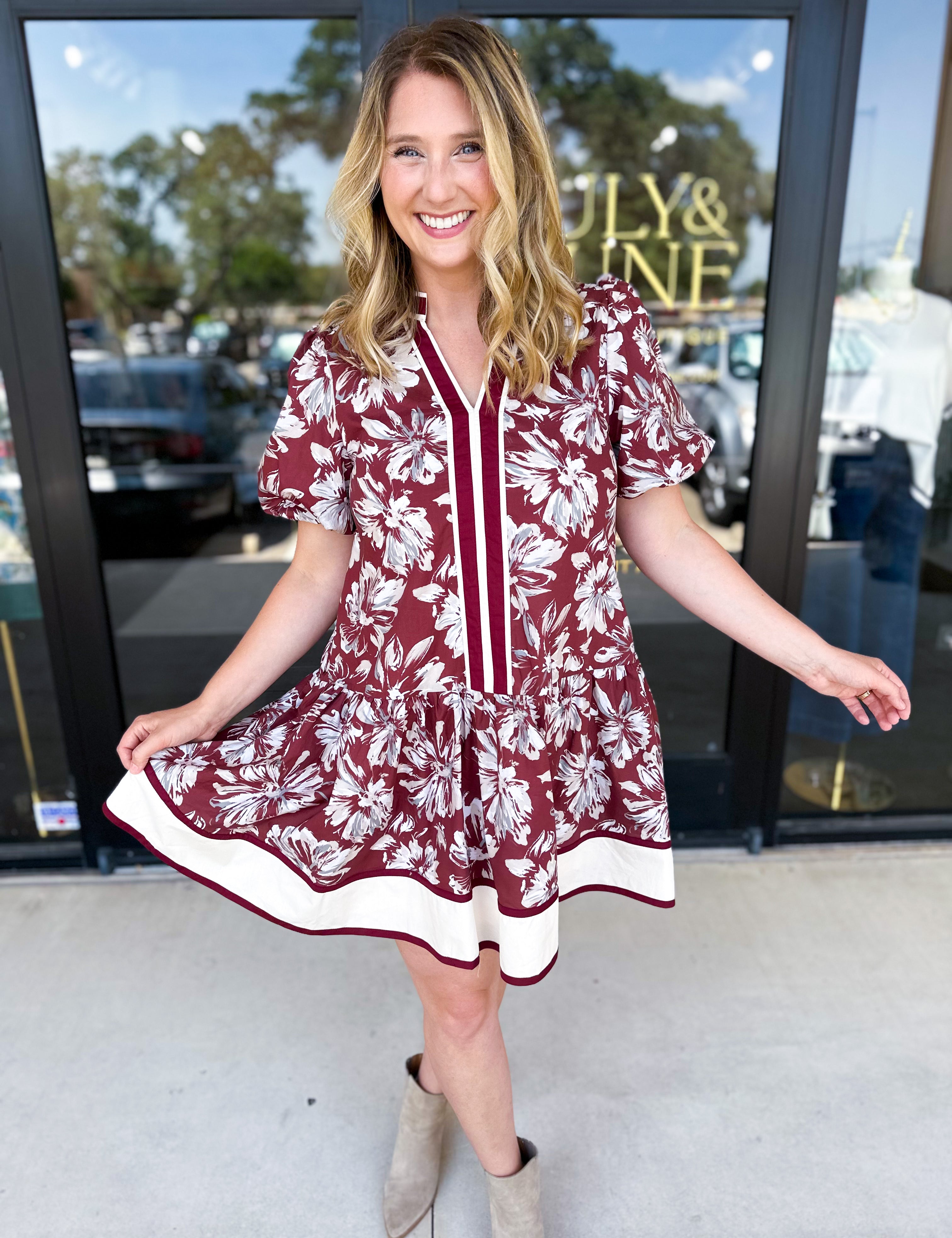 The Layla Mini Dress - Burgundy-510 Mini-ENTRO-July & June Women's Fashion Boutique Located in San Antonio, Texas