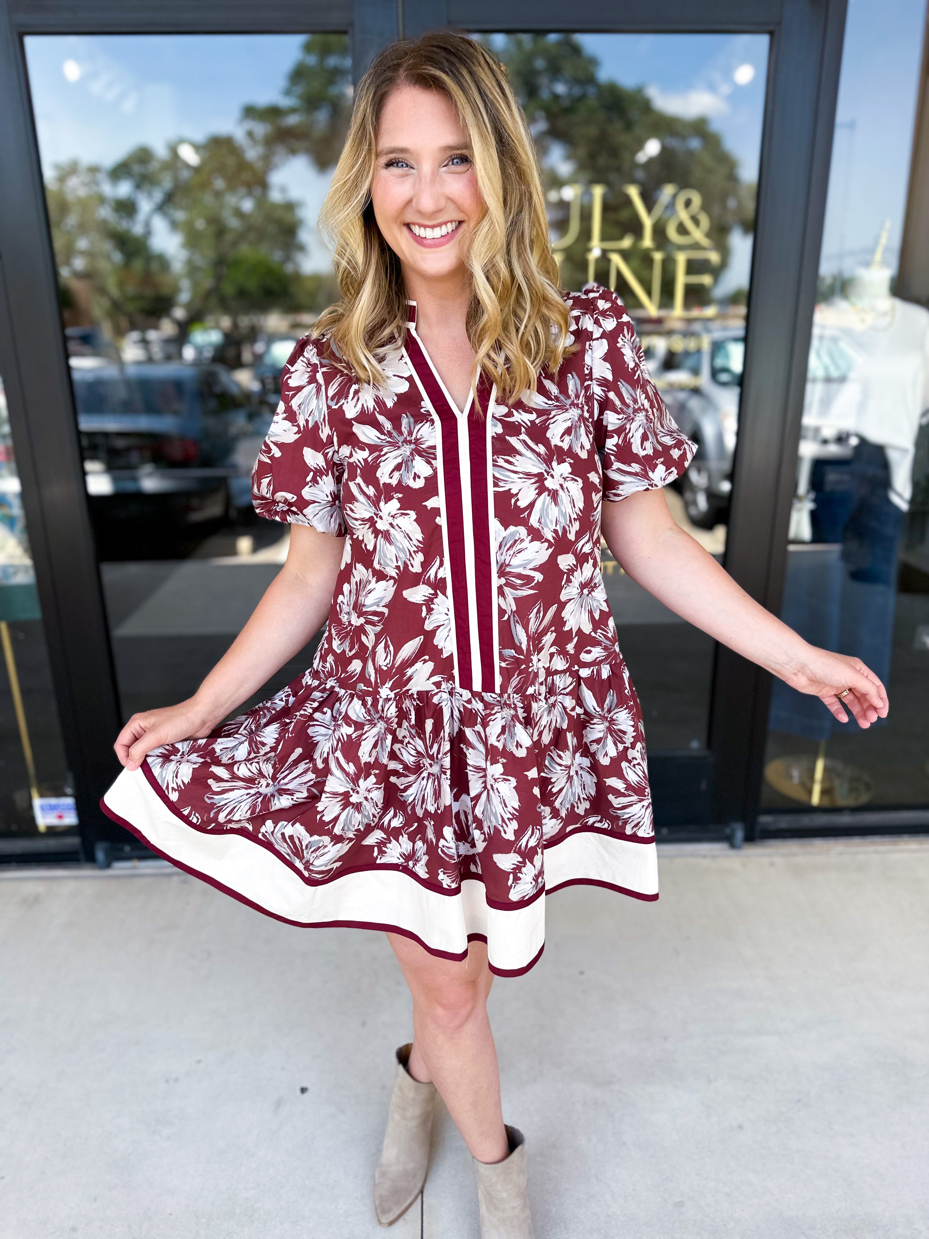 The Layla Mini Dress - Burgundy-510 Mini-ENTRO-July & June Women's Fashion Boutique Located in San Antonio, Texas