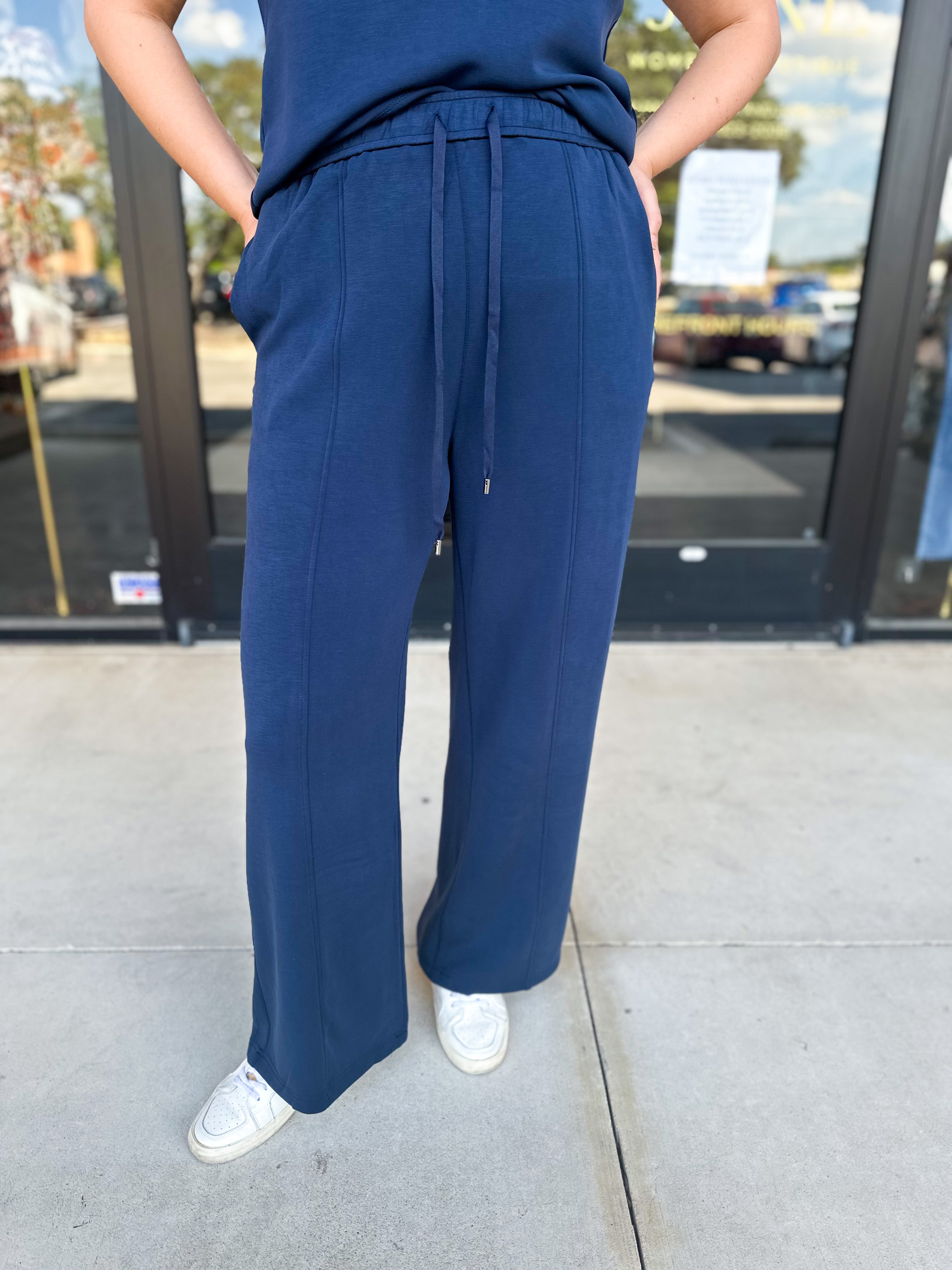 Soft Modal Lounge Pants - Navy - RESTOCK-300 Athleisure/Lounge-SKIES ARE BLUE-July & June Women's Fashion Boutique Located in San Antonio, Texas