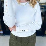 Long Sleeve Sweater Top - Cream-230 Sweaters/Cardis-ENTRO-July & June Women's Fashion Boutique Located in San Antonio, Texas