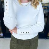 Long Sleeve Sweater Top - Cream-230 Sweaters/Cardis-ENTRO-July & June Women's Fashion Boutique Located in San Antonio, Texas