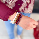 Michelle McDowell - Bracelet Set - Maroon & White-110 Jewelry & Hair-Michelle McDowell-July & June Women's Fashion Boutique Located in San Antonio, Texas