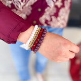 Michelle McDowell - Bracelet Set - Maroon & White-110 Jewelry & Hair-Michelle McDowell-July & June Women's Fashion Boutique Located in San Antonio, Texas