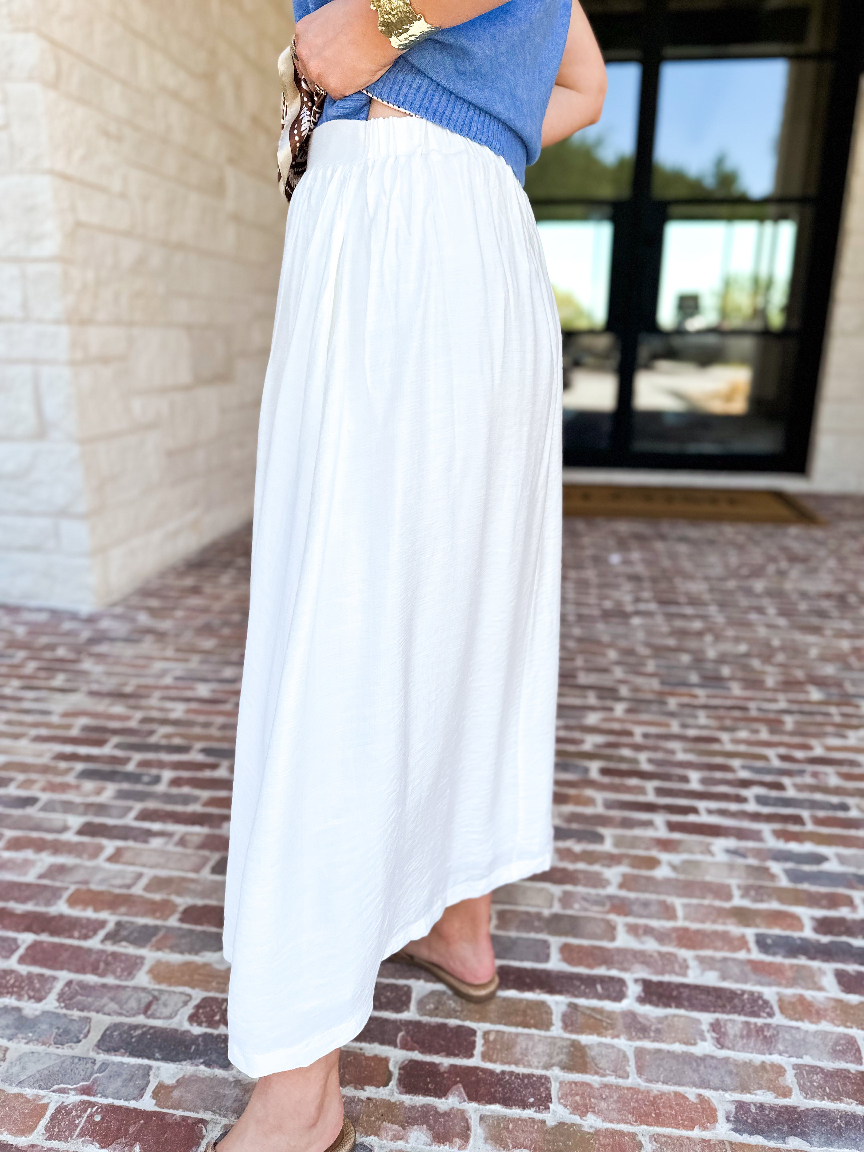 Closet Staple White Midi Skirt-410 Shorts/Skirts-STYLE USA-July & June Women's Fashion Boutique Located in San Antonio, Texas