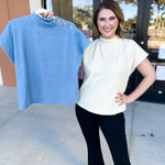 THML - Mock Neck Fuzzy Sweater Top - Cream-230 Sweaters/Cardis-THML-July & June Women's Fashion Boutique Located in San Antonio, Texas