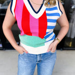 THML - Sleeveless Colorful Sweater Top-230 Sweaters/Cardis-THML-July & June Women's Fashion Boutique Located in San Antonio, Texas