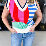 THML - Sleeveless Colorful Sweater Top-230 Sweaters/Cardis-THML-July & June Women's Fashion Boutique Located in San Antonio, Texas