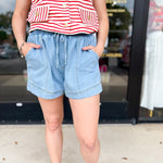 Classic & Comfy Denim Shorts - Light Denim-510 Mini-ENTRO-July & June Women's Fashion Boutique Located in San Antonio, Texas