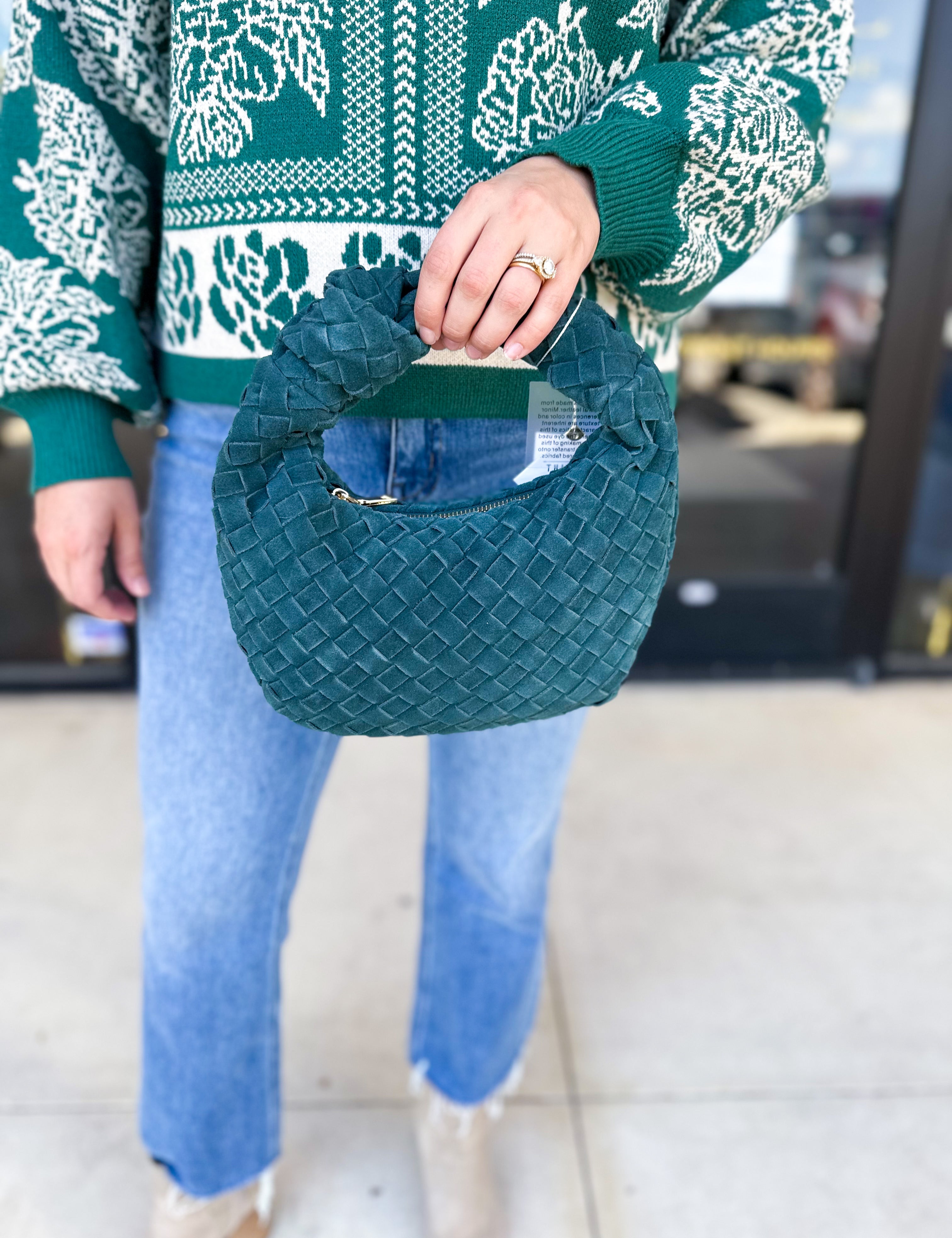 Autumn Woven Genuine Suede Leather Clutch - Forrest-130 ACCESSORIES-Moda Luxe-July & June Women's Fashion Boutique Located in San Antonio, Texas
