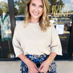 The Kimmy Sweater Top - Oatmeal-230 Sweaters/Cardis-ENTRO-July & June Women's Fashion Boutique Located in San Antonio, Texas